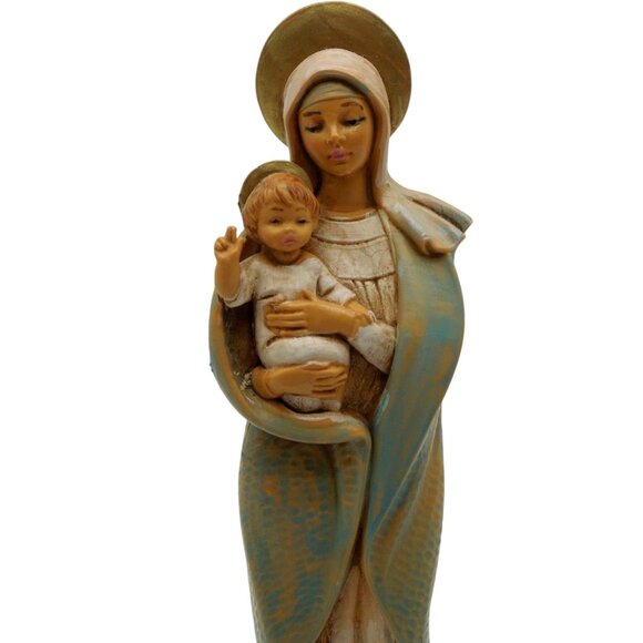 FONTANINI Simonetti Virgin Mary and Child Jesus 80s Figurine Italy Vintage 7" - Picture 2 of 11
